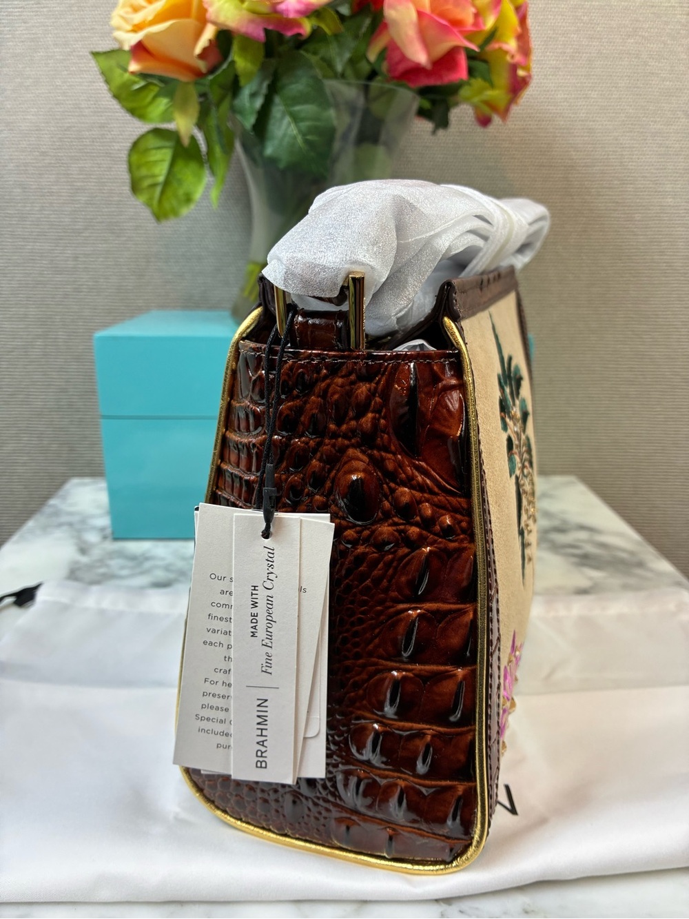 Brahmin Pecan Palawan Hillary Shoulder Bag - NWT Embellished Premier Collection - Picture 6 of 14